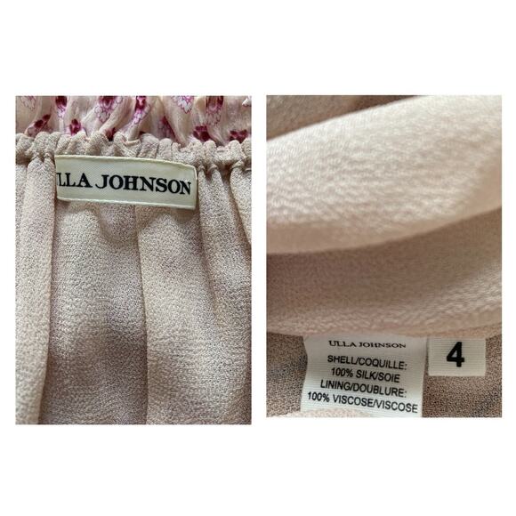 Ulla Johnson Clement Rose Silk Bow Shoulder Tie Off Shoulder Boho Blouse Size 4 - Picture 7 of 9